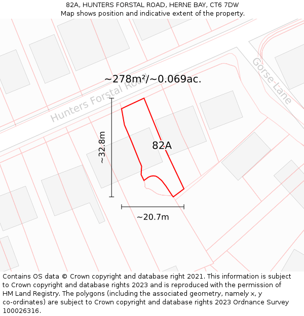 82A, HUNTERS FORSTAL ROAD, HERNE BAY, CT6 7DW: Plot and title map