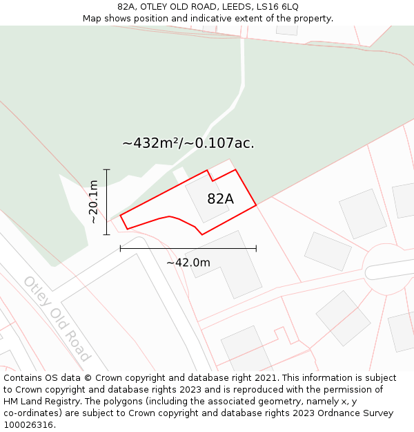 82A, OTLEY OLD ROAD, LEEDS, LS16 6LQ: Plot and title map