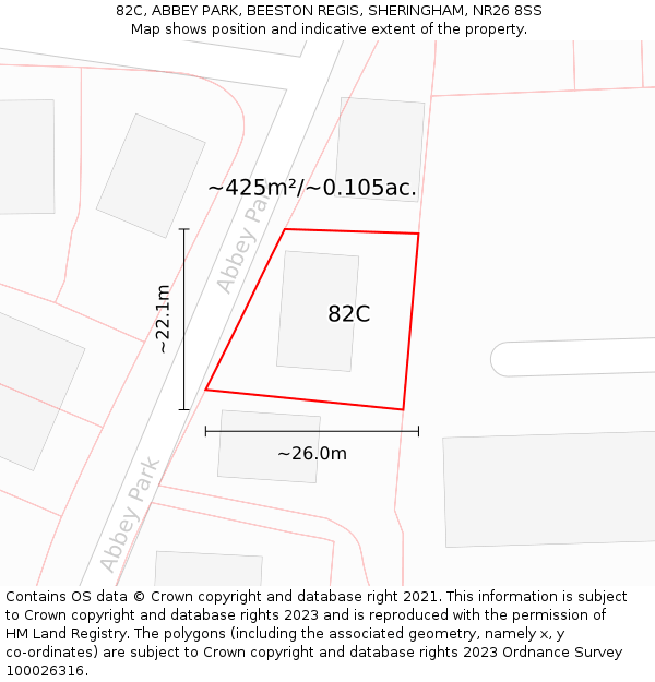 82C, ABBEY PARK, BEESTON REGIS, SHERINGHAM, NR26 8SS: Plot and title map