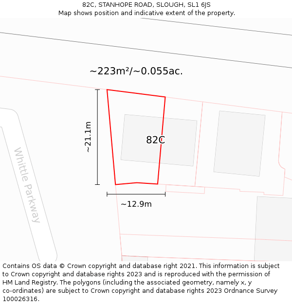 82C, STANHOPE ROAD, SLOUGH, SL1 6JS: Plot and title map