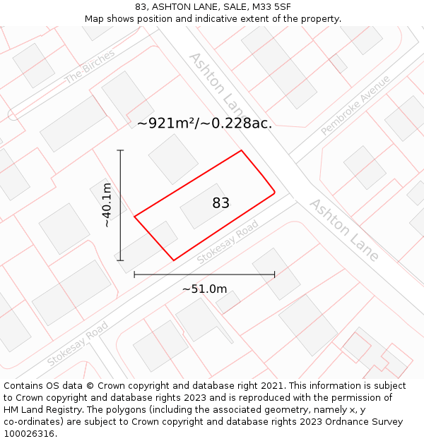 83, ASHTON LANE, SALE, M33 5SF: Plot and title map