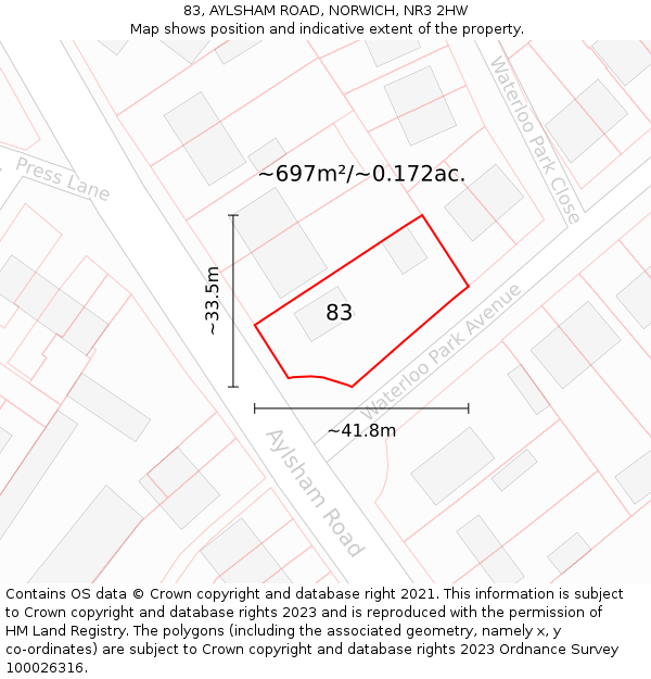 83, AYLSHAM ROAD, NORWICH, NR3 2HW: Plot and title map