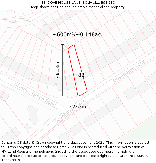 83, DOVE HOUSE LANE, SOLIHULL, B91 2EQ: Plot and title map