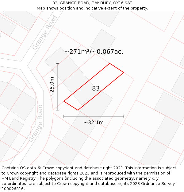 83, GRANGE ROAD, BANBURY, OX16 9AT: Plot and title map