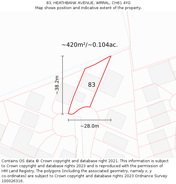 83, HEATHBANK AVENUE, WIRRAL, CH61 4YG: Plot and title map