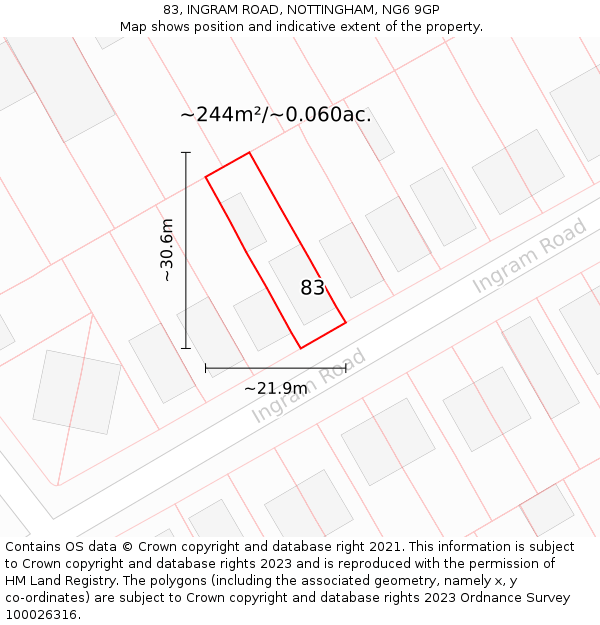 83, INGRAM ROAD, NOTTINGHAM, NG6 9GP: Plot and title map