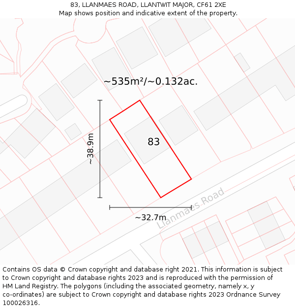 83, LLANMAES ROAD, LLANTWIT MAJOR, CF61 2XE: Plot and title map