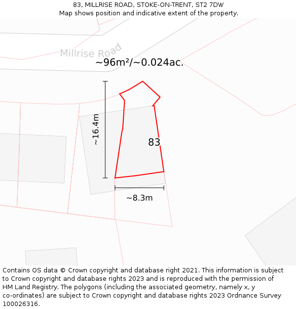 83, MILLRISE ROAD, STOKE-ON-TRENT, ST2 7DW: Plot and title map