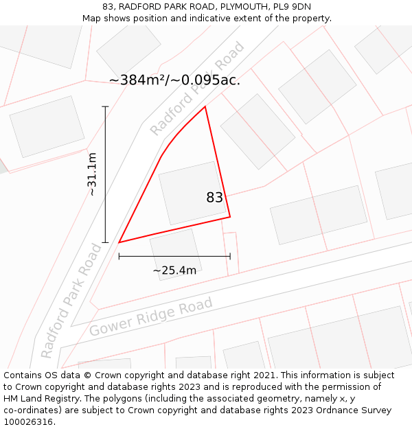 83, RADFORD PARK ROAD, PLYMOUTH, PL9 9DN: Plot and title map