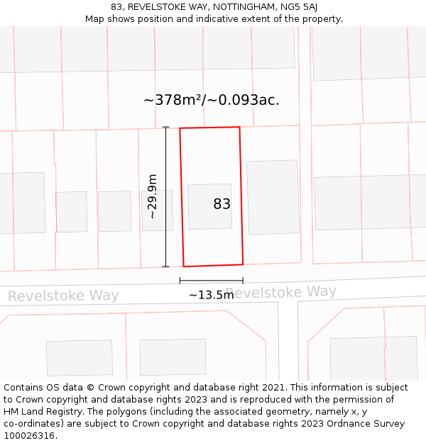 83, REVELSTOKE WAY, NOTTINGHAM, NG5 5AJ: Plot and title map