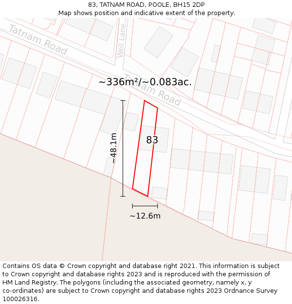 83, TATNAM ROAD, POOLE, BH15 2DP: Plot and title map