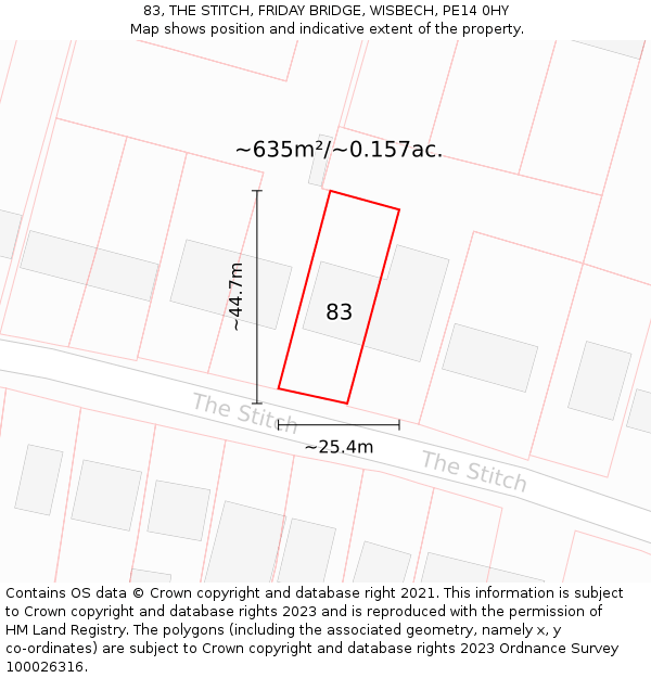 83, THE STITCH, FRIDAY BRIDGE, WISBECH, PE14 0HY: Plot and title map