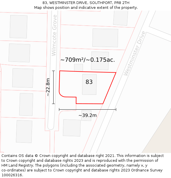 83, WESTMINSTER DRIVE, SOUTHPORT, PR8 2TH: Plot and title map