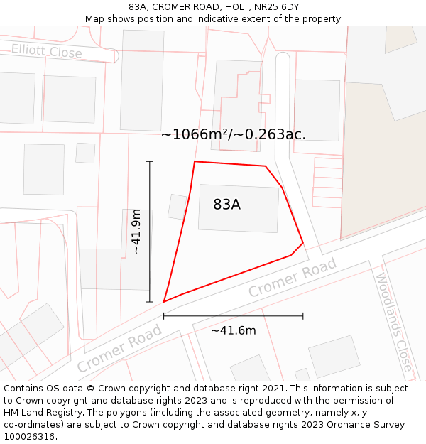 83A, CROMER ROAD, HOLT, NR25 6DY: Plot and title map