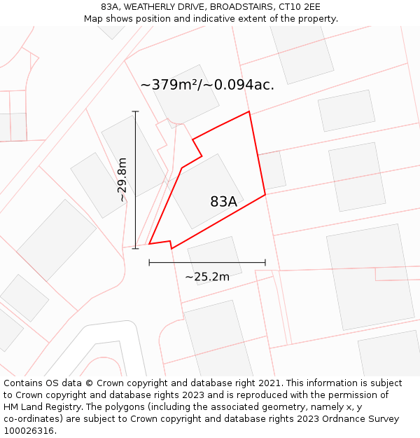 83A, WEATHERLY DRIVE, BROADSTAIRS, CT10 2EE: Plot and title map