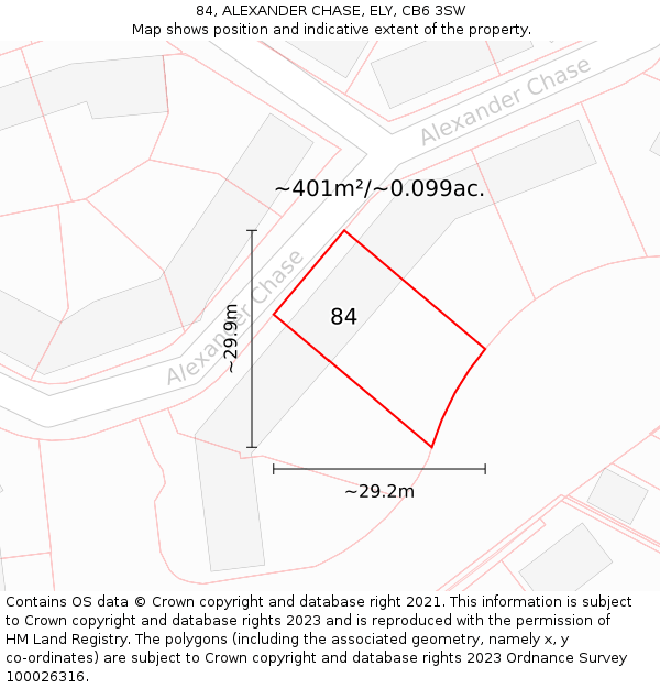 84, ALEXANDER CHASE, ELY, CB6 3SW: Plot and title map