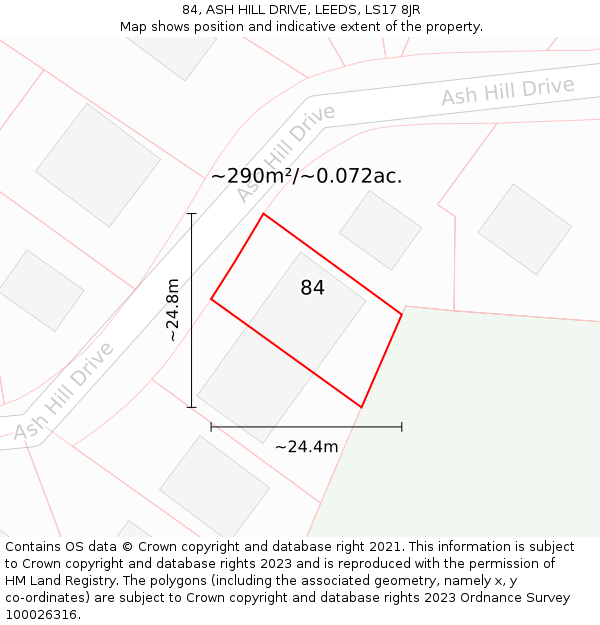 84, ASH HILL DRIVE, LEEDS, LS17 8JR: Plot and title map