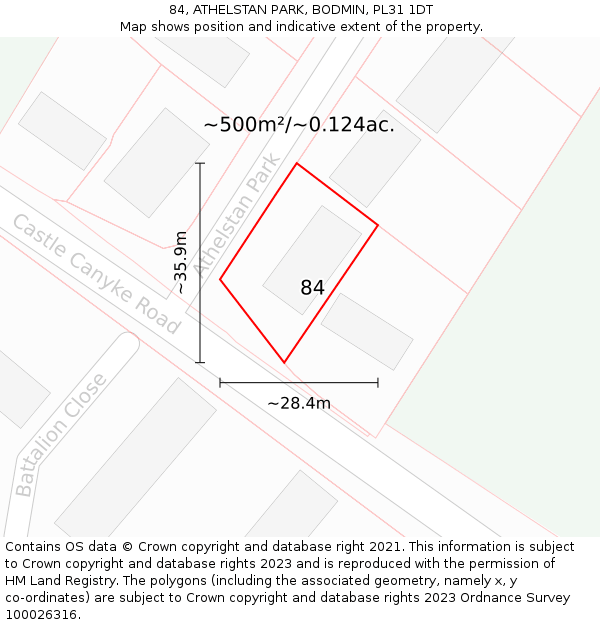 84, ATHELSTAN PARK, BODMIN, PL31 1DT: Plot and title map