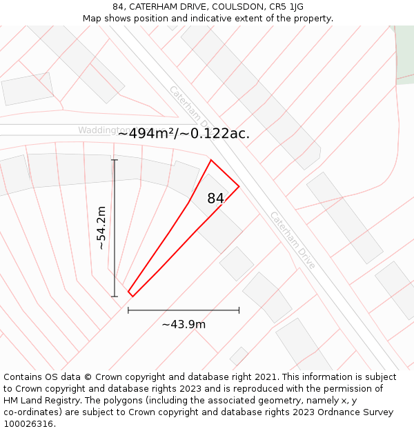 84, CATERHAM DRIVE, COULSDON, CR5 1JG: Plot and title map