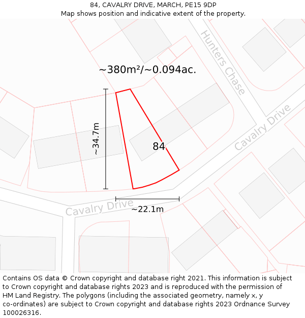 84, CAVALRY DRIVE, MARCH, PE15 9DP: Plot and title map