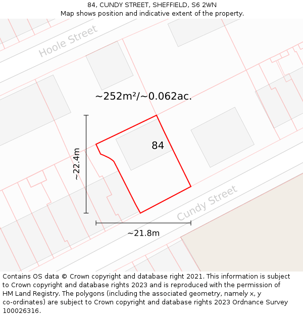 84, CUNDY STREET, SHEFFIELD, S6 2WN: Plot and title map