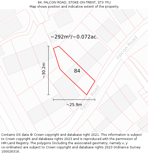 84, FALCON ROAD, STOKE-ON-TRENT, ST3 7FU: Plot and title map