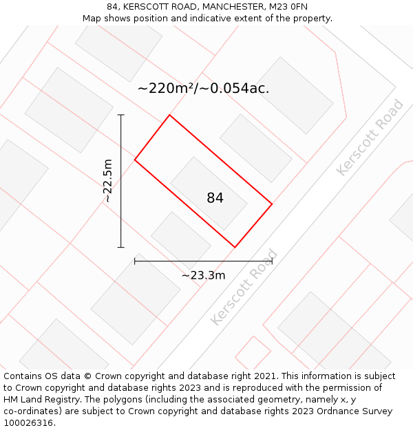 84, KERSCOTT ROAD, MANCHESTER, M23 0FN: Plot and title map