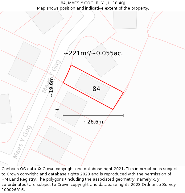 84, MAES Y GOG, RHYL, LL18 4QJ: Plot and title map