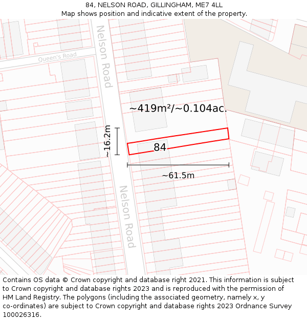 84, NELSON ROAD, GILLINGHAM, ME7 4LL: Plot and title map