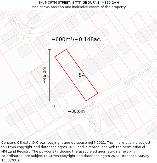 84, NORTH STREET, SITTINGBOURNE, ME10 2HH: Plot and title map