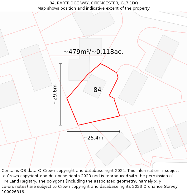 84, PARTRIDGE WAY, CIRENCESTER, GL7 1BQ: Plot and title map