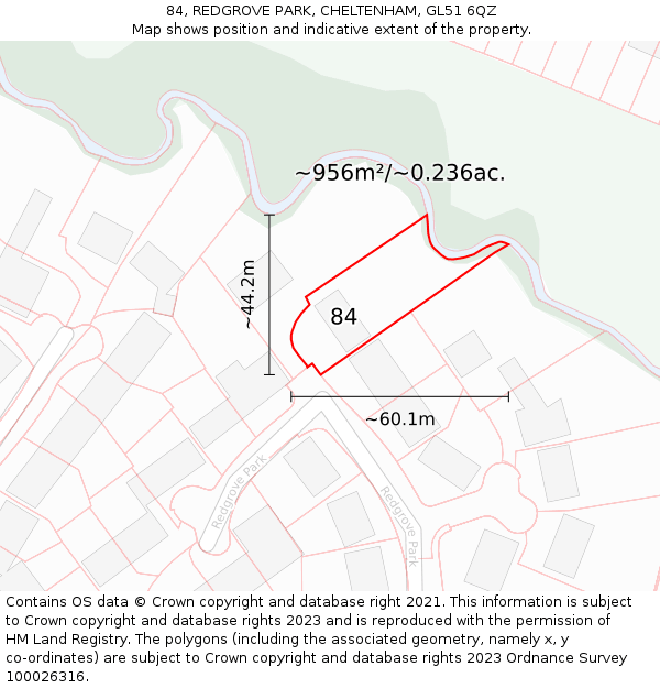 84, REDGROVE PARK, CHELTENHAM, GL51 6QZ: Plot and title map