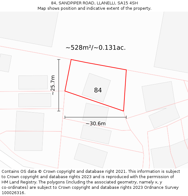 84, SANDPIPER ROAD, LLANELLI, SA15 4SH: Plot and title map