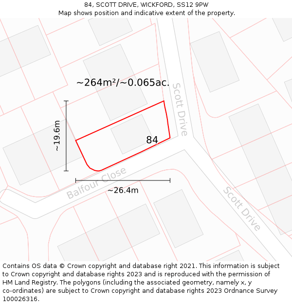 84, SCOTT DRIVE, WICKFORD, SS12 9PW: Plot and title map