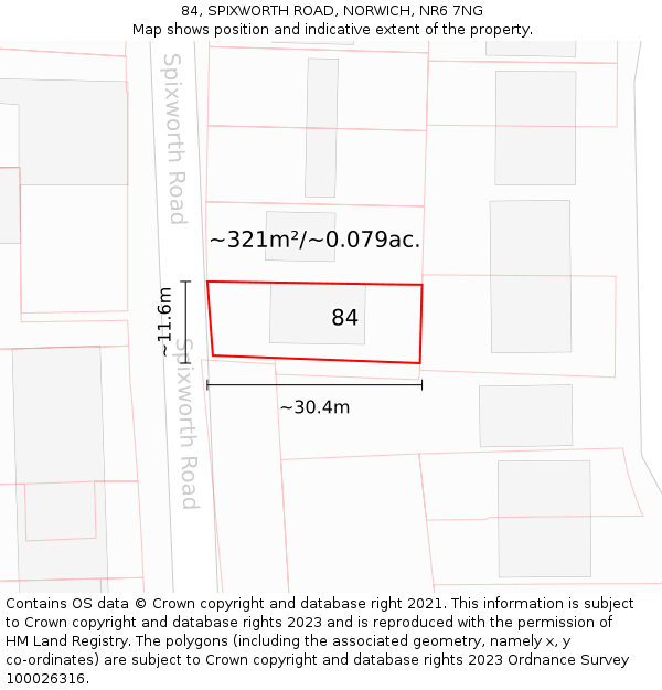 84, SPIXWORTH ROAD, NORWICH, NR6 7NG: Plot and title map