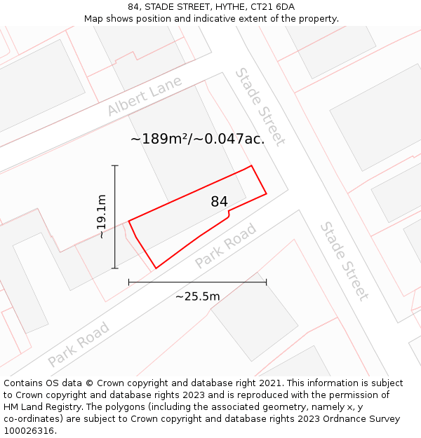 84, STADE STREET, HYTHE, CT21 6DA: Plot and title map