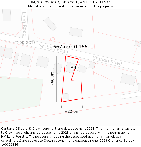 84, STATION ROAD, TYDD GOTE, WISBECH, PE13 5RD: Plot and title map