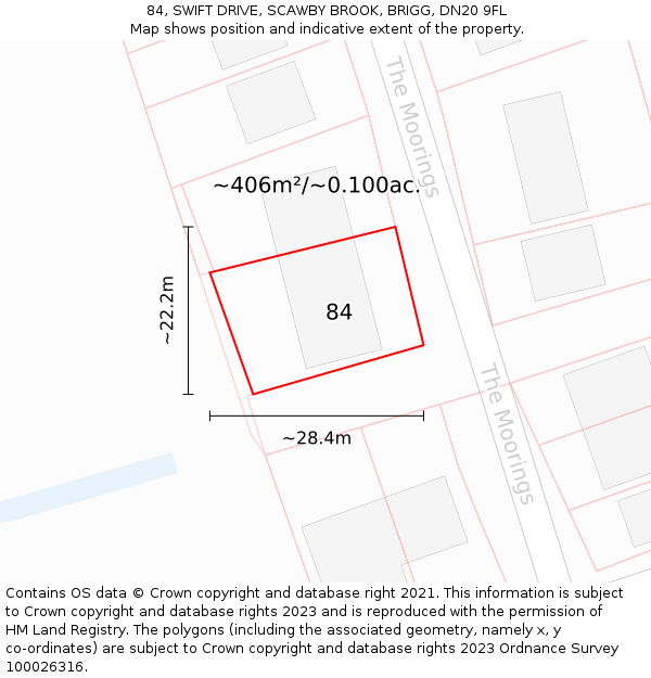 84, SWIFT DRIVE, SCAWBY BROOK, BRIGG, DN20 9FL: Plot and title map