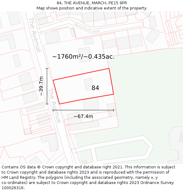 84, THE AVENUE, MARCH, PE15 9PR: Plot and title map