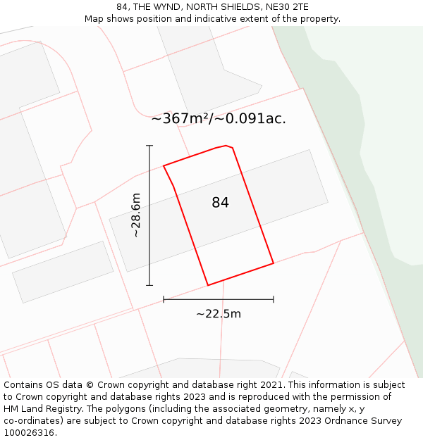 84, THE WYND, NORTH SHIELDS, NE30 2TE: Plot and title map