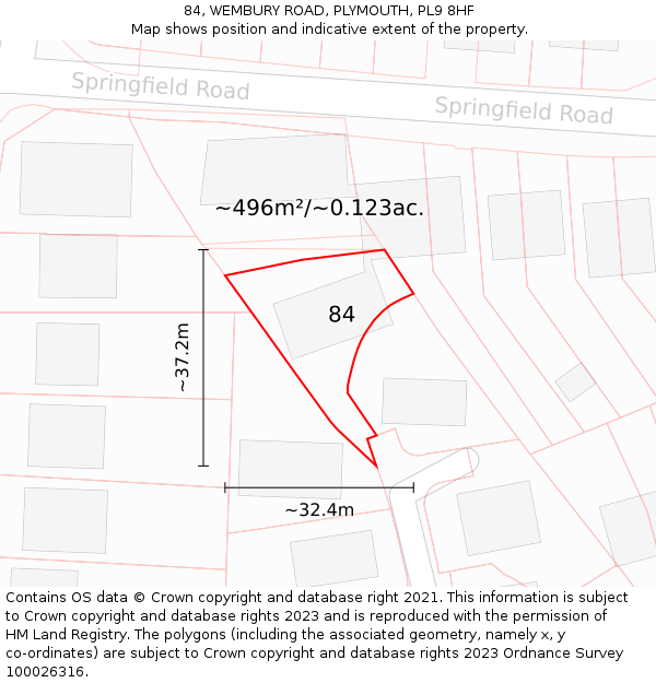 84, WEMBURY ROAD, PLYMOUTH, PL9 8HF: Plot and title map