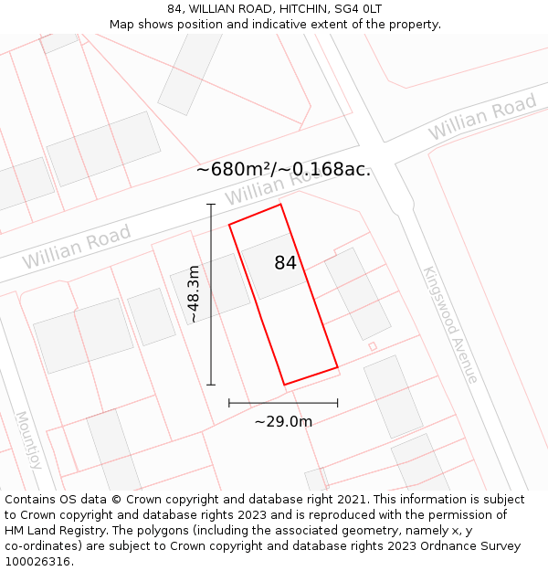 84, WILLIAN ROAD, HITCHIN, SG4 0LT: Plot and title map