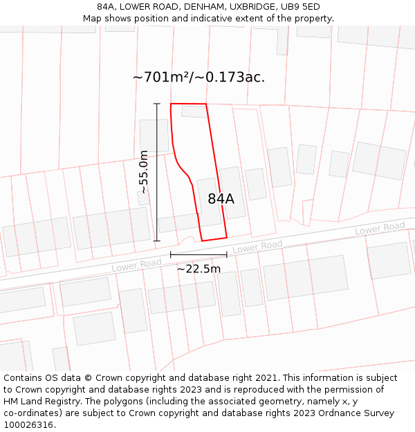 84A, LOWER ROAD, DENHAM, UXBRIDGE, UB9 5ED: Plot and title map