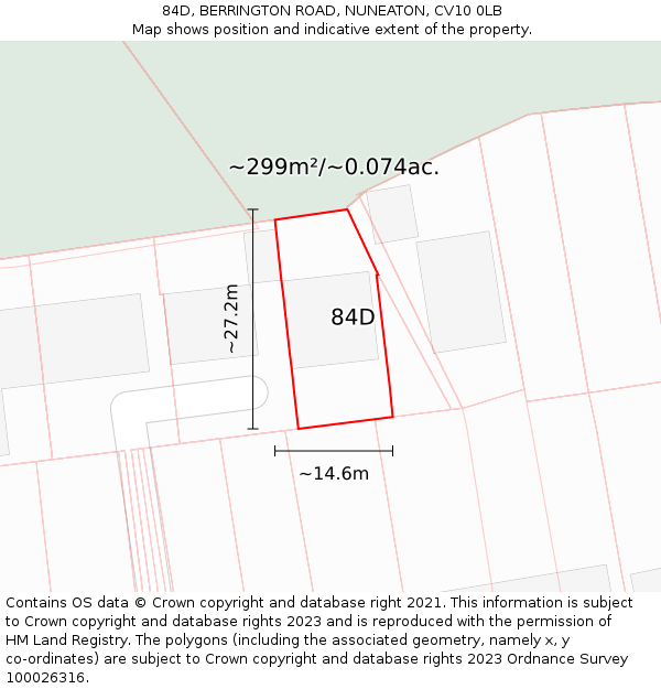 84D, BERRINGTON ROAD, NUNEATON, CV10 0LB: Plot and title map