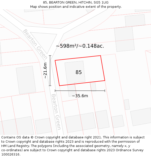 85, BEARTON GREEN, HITCHIN, SG5 1UG: Plot and title map