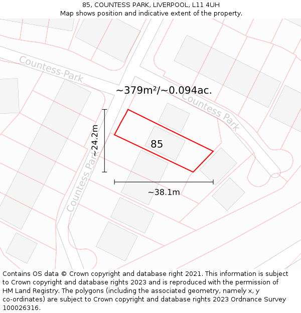 85, COUNTESS PARK, LIVERPOOL, L11 4UH: Plot and title map