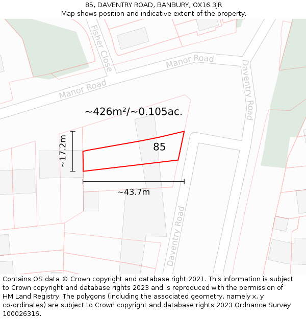 85, DAVENTRY ROAD, BANBURY, OX16 3JR: Plot and title map