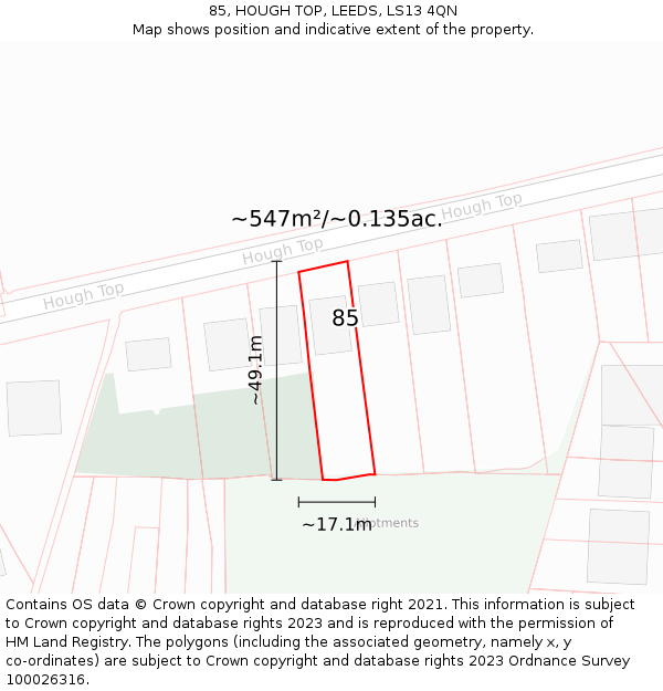 85, HOUGH TOP, LEEDS, LS13 4QN: Plot and title map