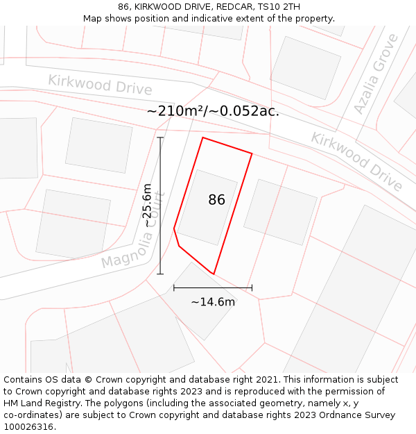 86, KIRKWOOD DRIVE, REDCAR, TS10 2TH: Plot and title map