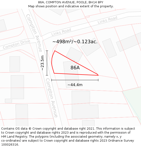 86A, COMPTON AVENUE, POOLE, BH14 8PY: Plot and title map